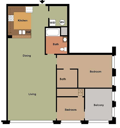 The Lofts at Narrow 2 Bedroom 1086-1412 sq ft
