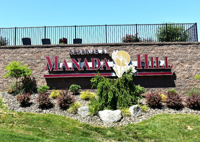 Front Entrance sign of The Reserve at Manada Hill in Hershey PA. Hershey Apartments for Rent