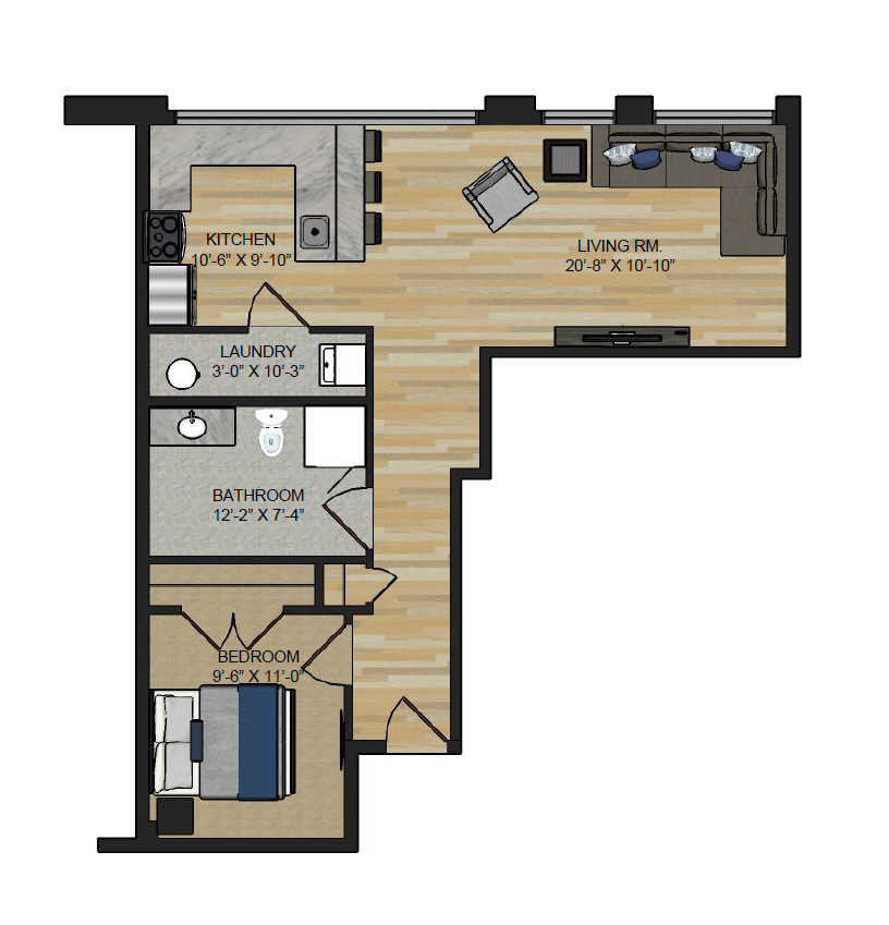 The Lofts at Narrow 1 Bedroom 775-1218 sq ft
