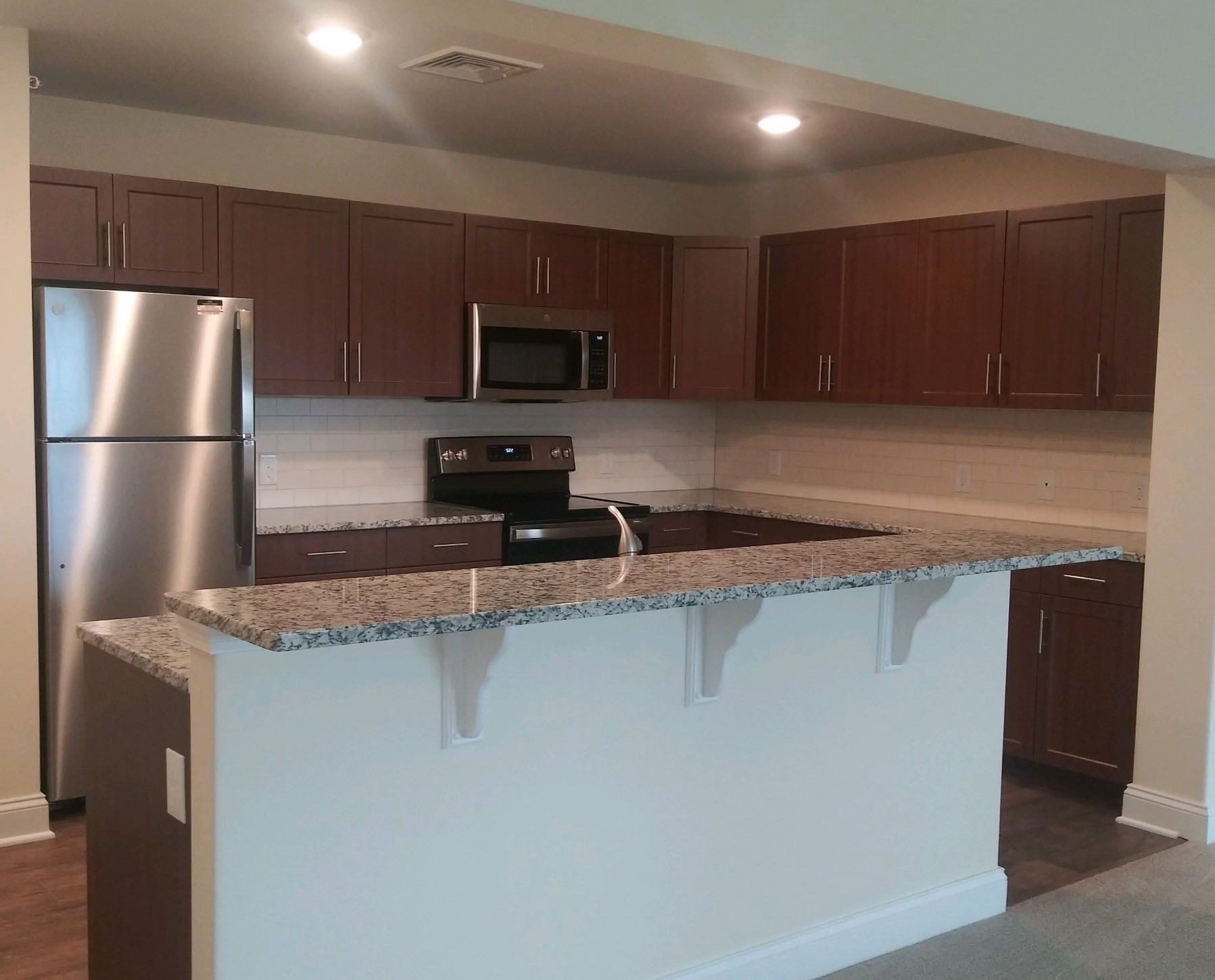 kitchen with stainless steel appliances at the reserve at river's edge in Harrisburg pa. 